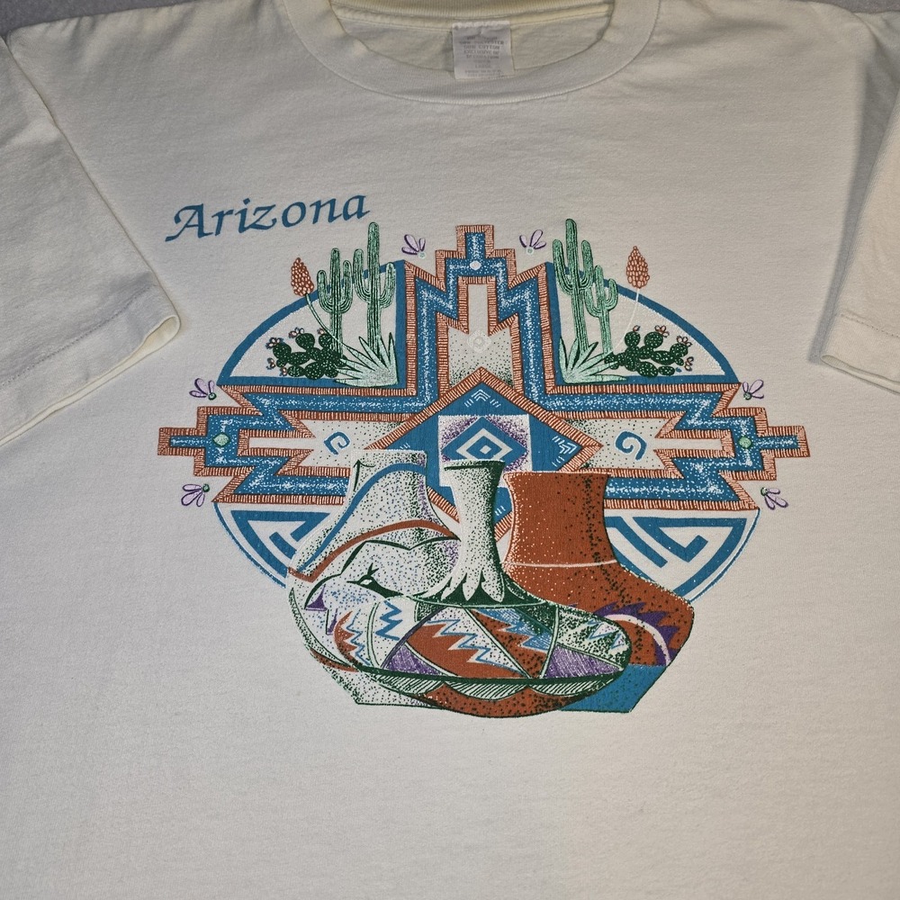 Vintage Arizona T Shirt Single Stitch Made in USA 90s Southwestern Pottery Large